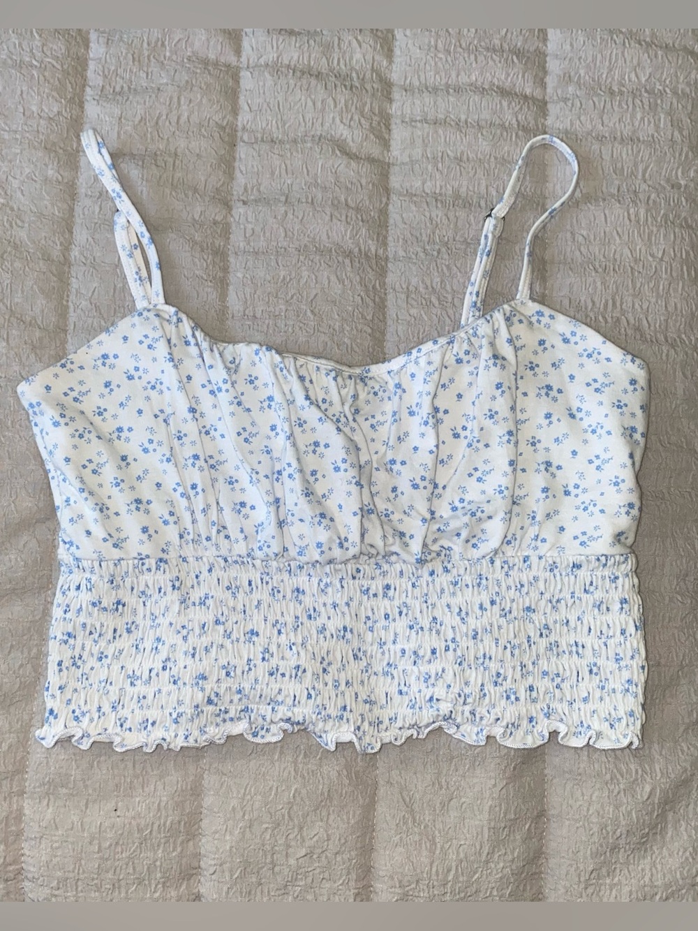 Hollister White Cami with Light Blue Floral Print